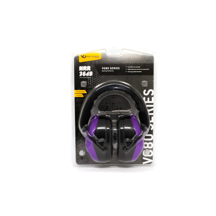 Наушники противошумные защитные Venture Gear VGPM8065C (защита слуха SNR 26 дБ, беруши в комплете), фиолетовые  