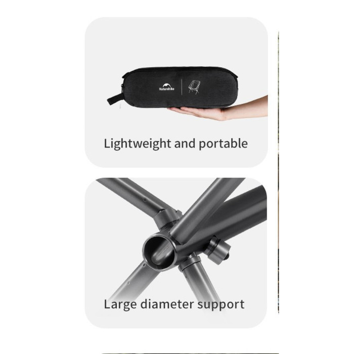 Стул складной ультралегкий Naturehike Stellaluna L04 CNK2450JJ015, размер L, алюминий, серый  