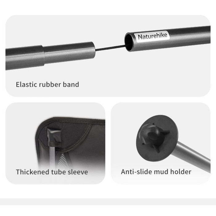 Стул складной ультралегкий Naturehike Stellaluna L04 CNK2450JJ015, размер L, алюминий, серый  