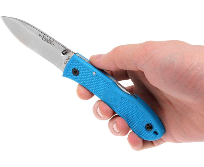 Нож Ka-Bar Dozier D2  Folding Hunter - голубой, длина клинка 7,62 см.  