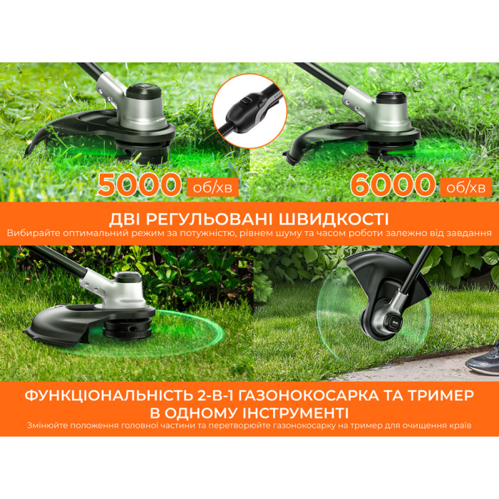 Аккумуляторная газонокосилка триммер Litheli, питание от павербанков (УМБ Litheli Power Bank 20000 mAh, 45 W, 2.5А, 2 шт в комплекте)  