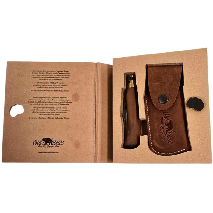 Нож Old Bear Gift Box - Classic M, sheath in leather, walnut  