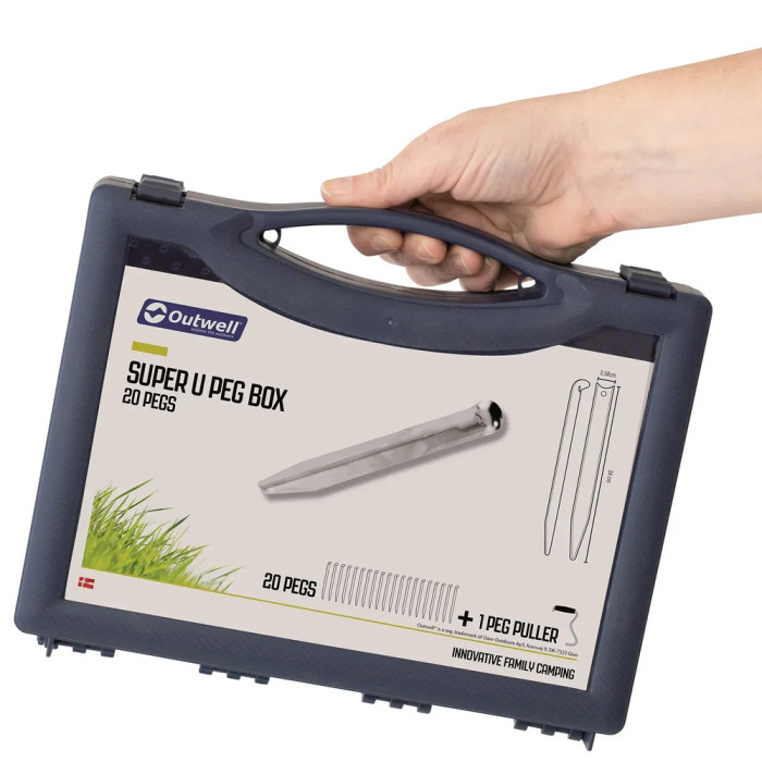 Колышки Outwell Super U Peg Box 24 см 20 шт. Silver (650779)  