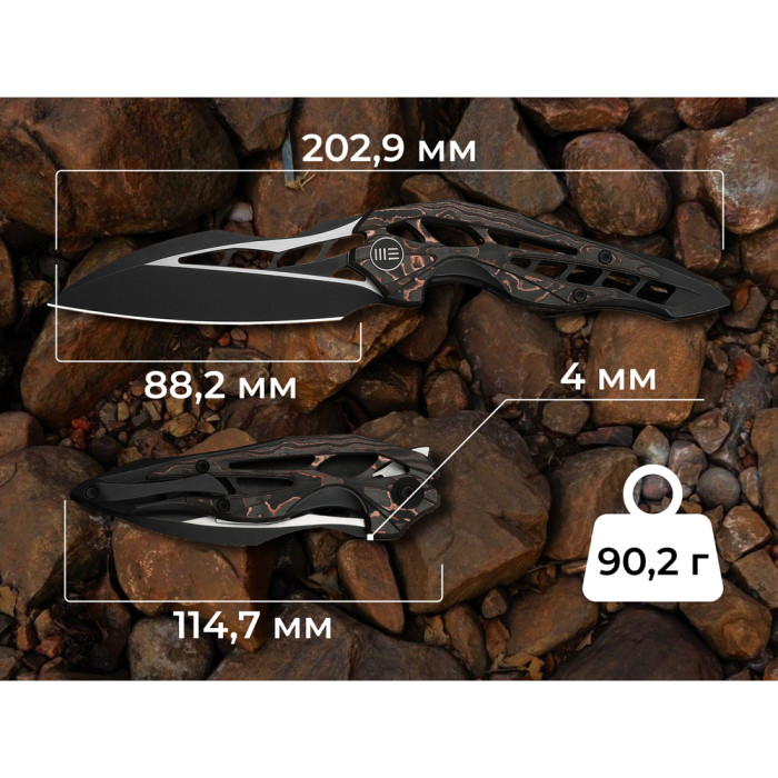 Нож складной туристический Weknife Arrakis (8.8 см) Vanax / Titanium черный  