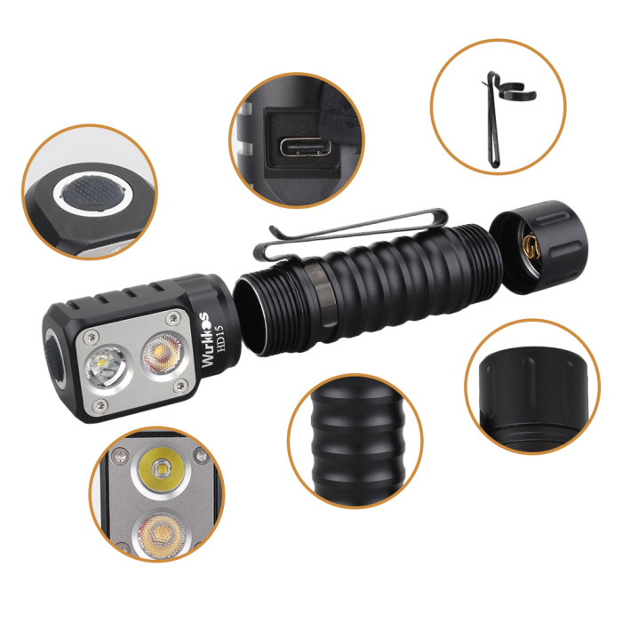 Фонарь налобный Wurkkos HD15 Dual LEDs, черный  