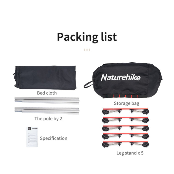 Кровать складная Naturehike XJC05 NH20JJ001, Полиэстер Oxford / алюминий, черный (6927595768822)  