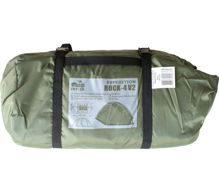 Палатка Tramp ROCK 4 v2 TRT-029, зеленая  