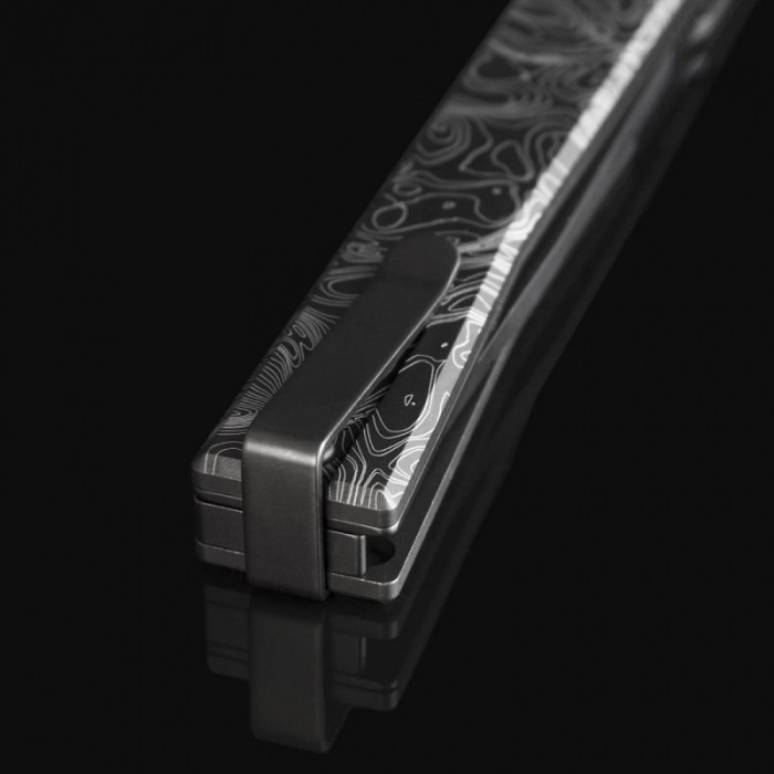 Нож Ocaso Solstice, Engraved titanium Topo Pattern, Black  