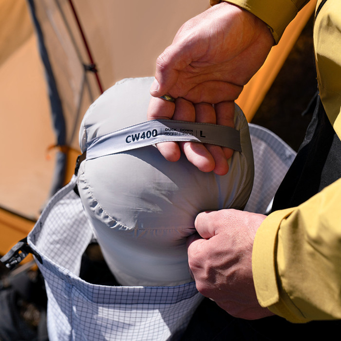 Спальник с натуральным пухом Naturehike CW400 NH18C400-D, р-р M, желто-серый  