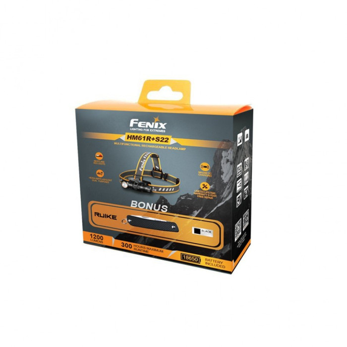 Мультифонарь Fenix HM61R LUMINUS SST40 + складной нож Ruike S22, черный  