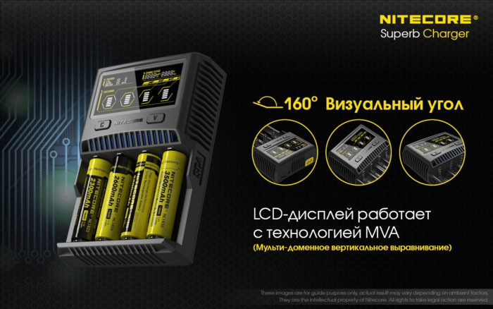 Зарядное устройство Nitecore SC4 с LED дисплеем (0.5A, 1A, 2A, 3A)  