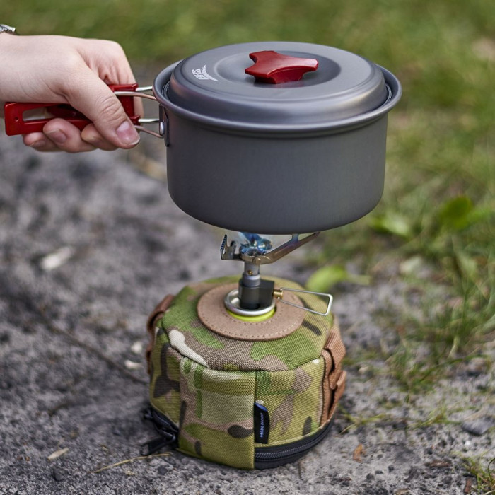 Набор Газовая горелка титановая BRS-3000T + Газовый баллон резьбовой бутановый Quest, 450гр  