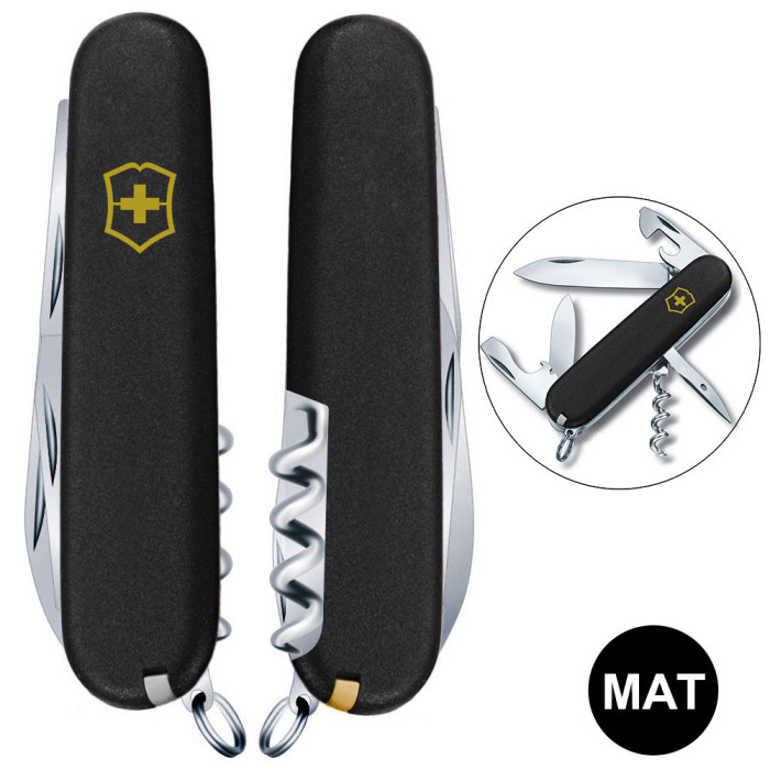 Складной нож Victorinox SPARTAN MAT черный матовый лак с желтым лого  