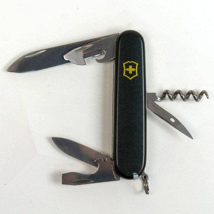 Складной нож Victorinox SPARTAN MAT черный матовый лак с желтым лого  