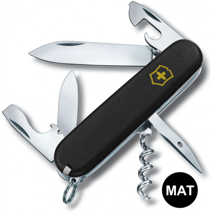 Складной нож Victorinox SPARTAN MAT черный матовый лак с желтым лого  