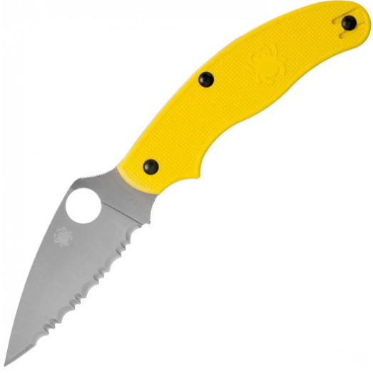 Нож Spyderco Salt UK Penknife, LC200N, полусеррейтор - желтый 