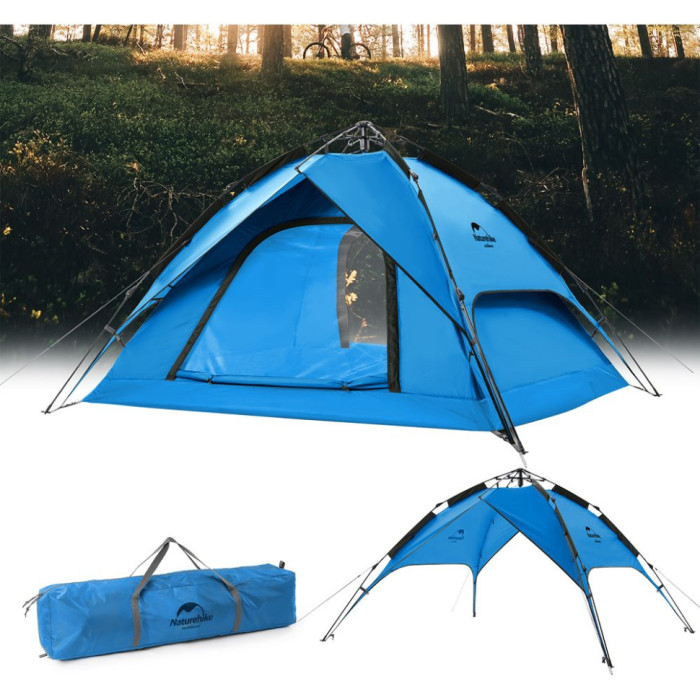 Палатка четырехместная автоматическая Naturehike NH21ZP008, голубой  