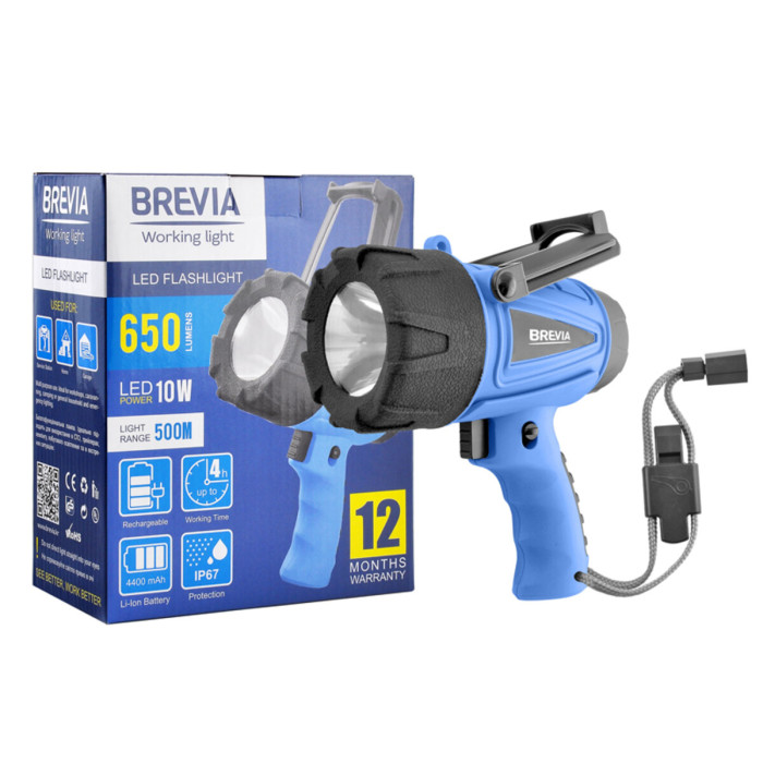 Фонарь инспекционный Brevia LED 500М 10W LED 650lm 4400mAh, microUSB  