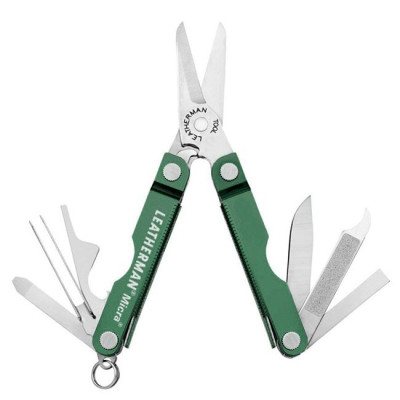 Мультитул Leatherman Micra, жестяная коробка + кожаный чехол (зеленый)