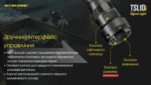 Кнопка тактическая с сигнальным маяком Nitecore TSL10i для фонарей на 21700(White, Red, Blue, Green)  