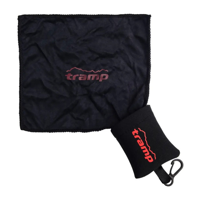 Салфетка из микрофибры Tramp TRA-255 с неопреновым чехлом и пластиковым карабином  