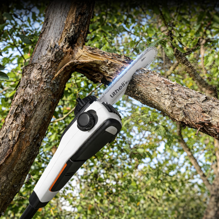 Высоторез-кусторез Litheli телескопический, 340 мм, питание от павербанка (УМБ Litheli Power Bank 20000 mAh, 45 W, 2,5 А в комплекте)  