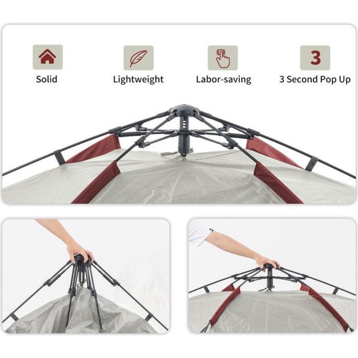 Палатка четырехместная автоматическая Naturehike NH21ZP008, серо-красный  