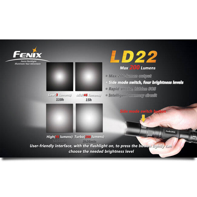 Ручной фонарь Fenix LD22, XP-G (S2), 200 лм. (LD22R5)  