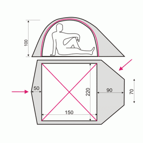 Палатка Terra Incognita Platou 2 (вишневый)  