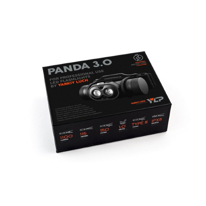 Налобный фонарь яркий луч YLP PANDА 3.0 ACCU  