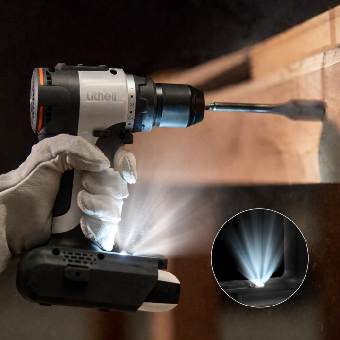 Аккумуляторный ударный шуруповерт Litheli бесщеточный, питание от павербанка (УМБ Litheli Power Bank 20000 mAh, 45 W, 2А в комплекте)  