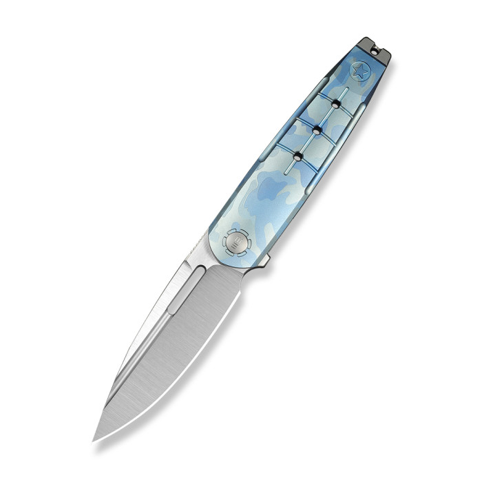 Нож складной туристический Weknife Hull (9.9 см) Bohler M390 / Titanium синий  