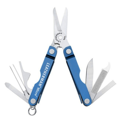 Мультитул Leatherman Micra, картонная коробка + кожаный чехол (синий)