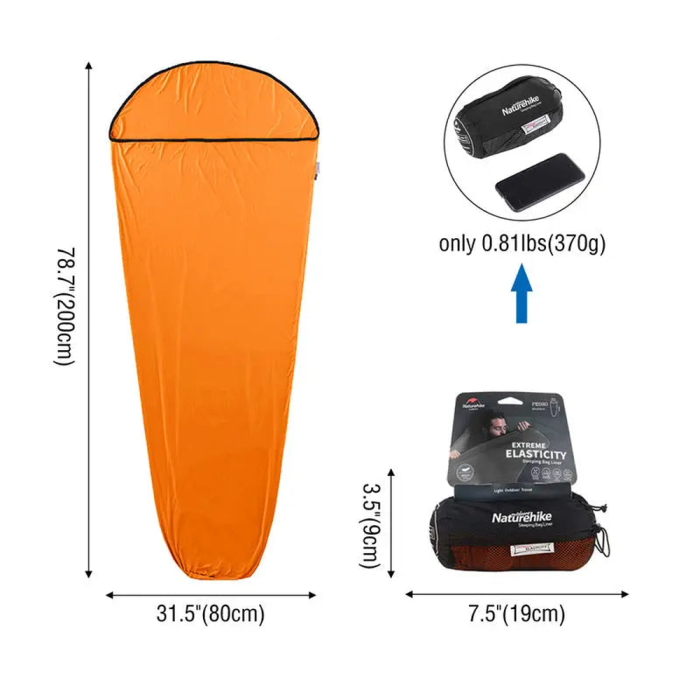 Подкладка для спального мешка Naturehike NH17N002-D, полиэстер, оранжевый  