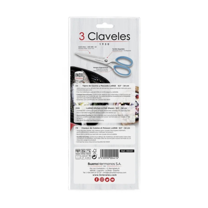 Большие кухонные ножницы для рыбы 3claveles 00441, Испания  