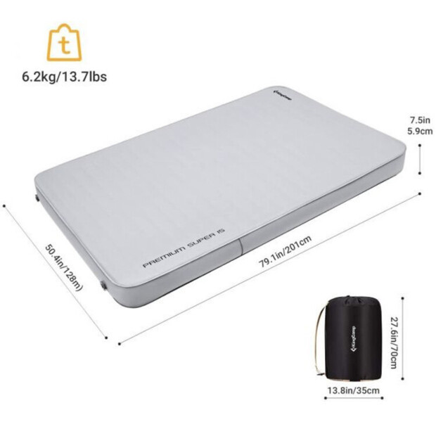 Самонадувающийся матрас KingCamp MON DUO 15 (KM2012) MEDIUMGREY  