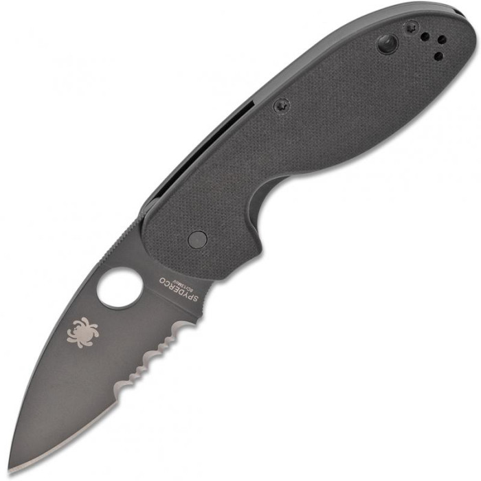 Нож Spyderco Efficent Black Blade, полусеррейтор (C216GPSBBK) 