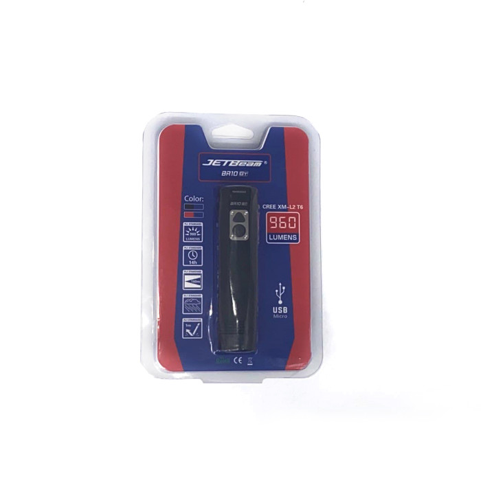 Водонепроницаемый фонарь JetBeam BR10GT велофара + аккум. 2400 mAh, 960 люмен  