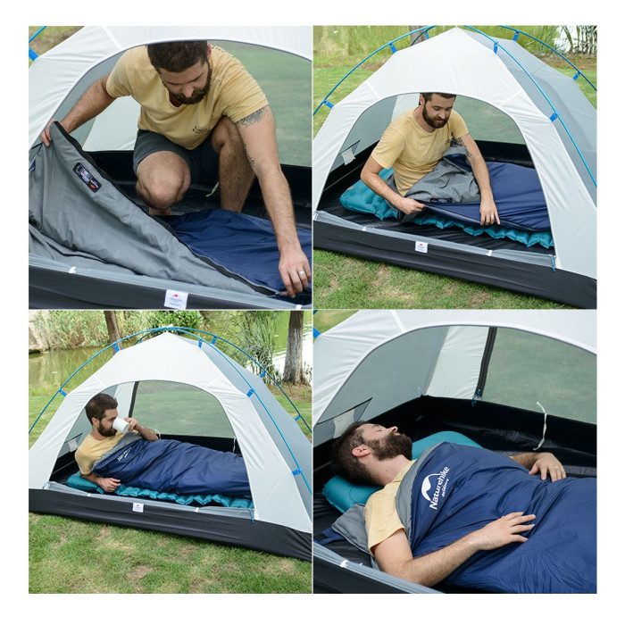 Спальник сверхлегкий Naturehike LW180 NH21MSD04 левый, (15°C), p-p XL, темно-голубой  