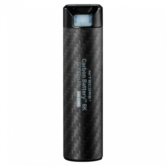 2в1 Внешний источник питания для налобных фонарей + Power Bank Nitecore Carbon Battery™ 6K (Карбон, красный маяк, 6000mAh, IP68)  