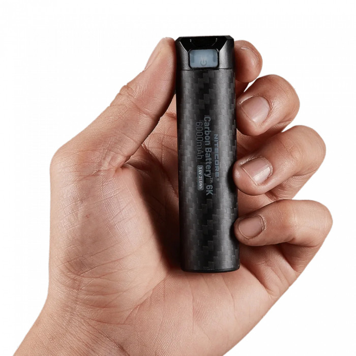 2в1 Внешний источник питания для налобных фонарей + Power Bank Nitecore Carbon Battery™ 6K (Карбон, красный маяк, 6000mAh, IP68)  