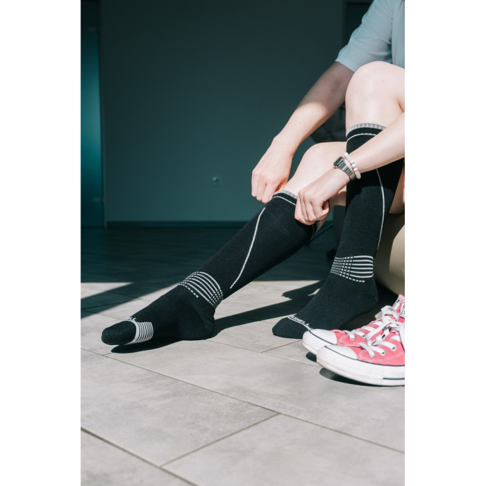 Водонепроницаемые носки Dexshell Longlite Socks 2.0, серые полоски, размер L (43-46)  