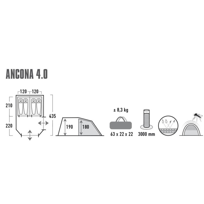 Палатка High Peak Ancona 4.0 Nimbus Grey  