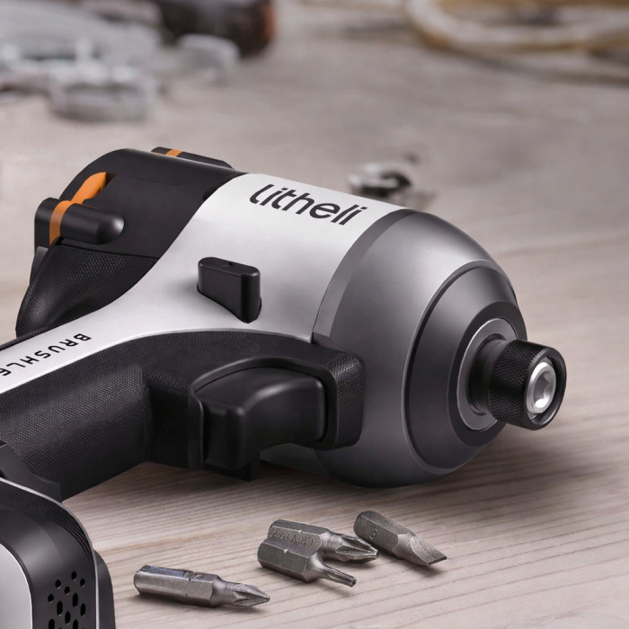 Аккумуляторный ударный винтоверт Litheli бесщеточный, питание от павербанка (УМБ Litheli Power Bank 20000 mAh, 45 W, 2А в комплекте)  