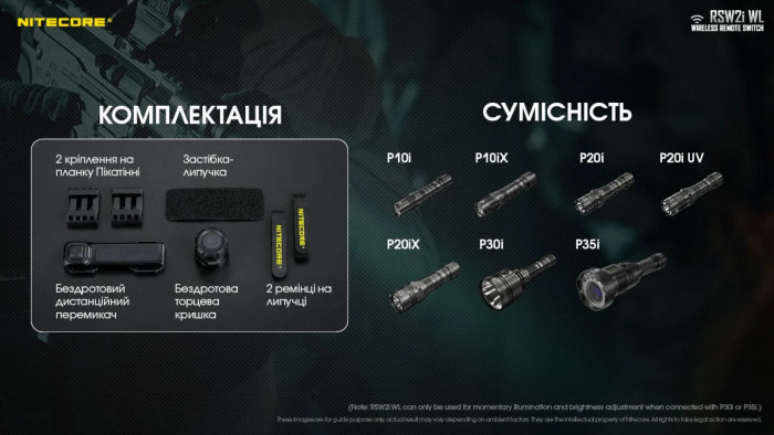 Кнопка тактическая, выносная на оружие Nitecore RSW2i WL (беспроводная)  