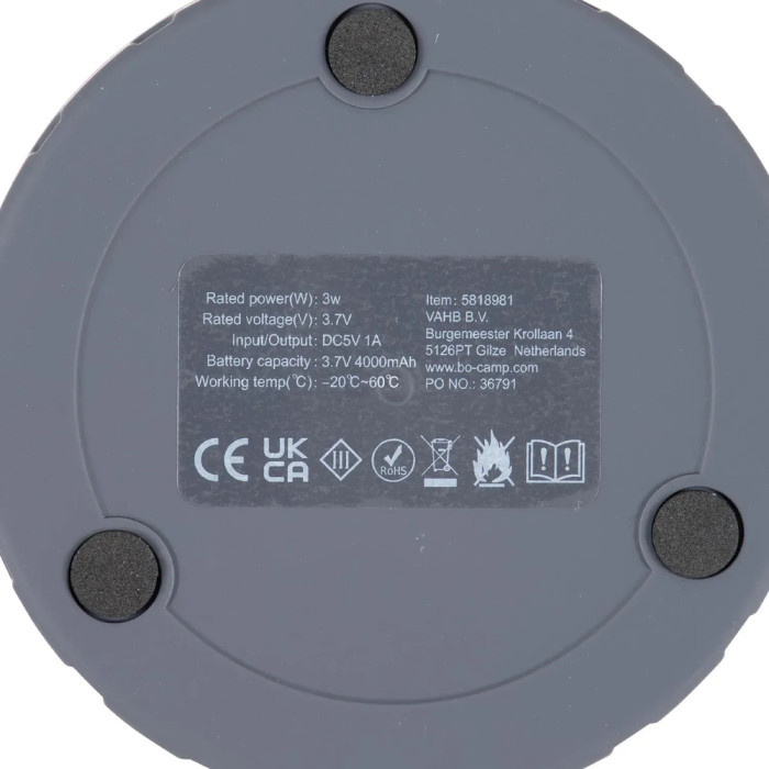 Фонарь кемпинговый Bo-Camp Hasting Rechargable 200 Lumen Bamboo-Grey (5818981)  