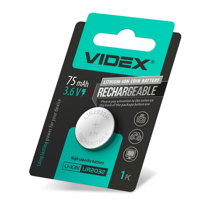 Аккумулятор литиевый Videx LIR2032 1шт BLISTER CARD  