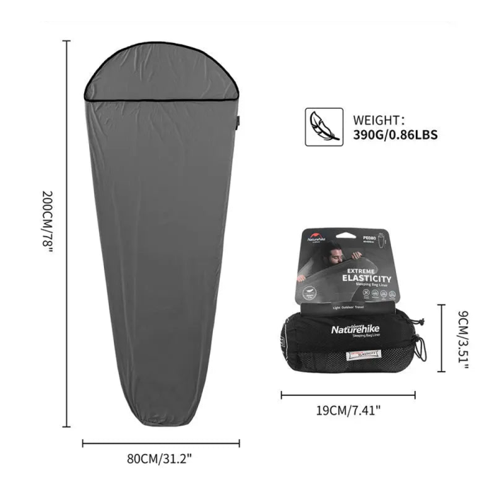 Подкладка для спального мешка Naturehike NH17N002-D, полиэстер, графит  