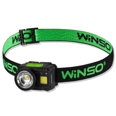 Фонарь налобный Winso PRO 550Lm, 3W CREE XPG + COB, 1200mAh/3xAAA, Zoom, Sensor White/Red