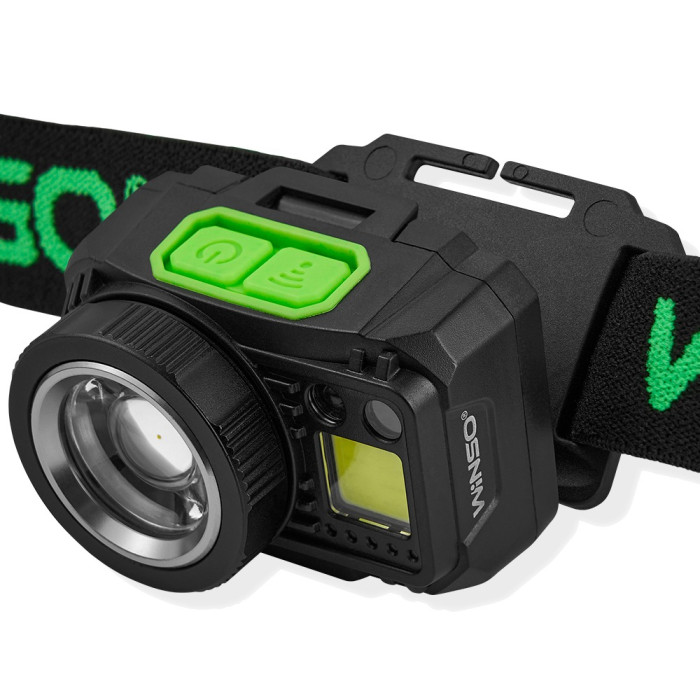 Фонарь налобный Winso PRO 550Lm, 3W CREE XPG + COB, 1200mAh/3xAAA, Zoom, Sensor White/Red  